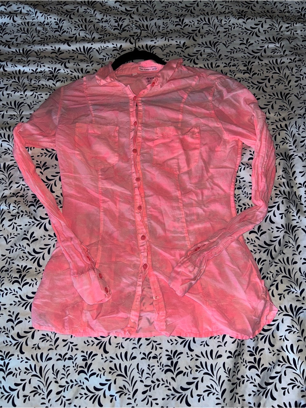 Guess Neon Pink Classic Button-Down Shirt